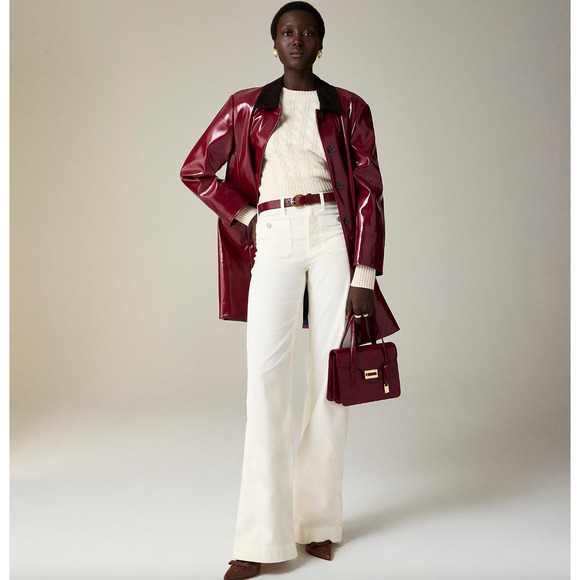 NEW J.Crew Tall Wide Leg Velvet Sailor Trouser High Waist Preppy Ivory US 30 - Picture 1 of 13